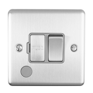 EUROLITEĀ® Enhance Decorative Switched Fuse Spur With Flex Outlet - Satin Stainless (Grey)