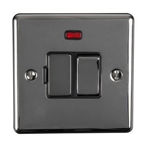 EUROLITEĀ® Enhance Decorative Switched Fuse Spur With Neon Indicator - Black Nickel (Black)
