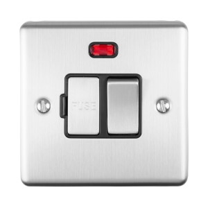 EUROLITEĀ® Enhance Decorative Switched Fuse Spur With Neon Indicator - Satin Stainless (Black)