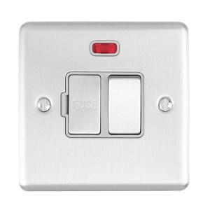 EUROLITEĀ® Enhance Decorative Switched Fuse Spur With Neon Indicator - Satin Stainless (Grey)