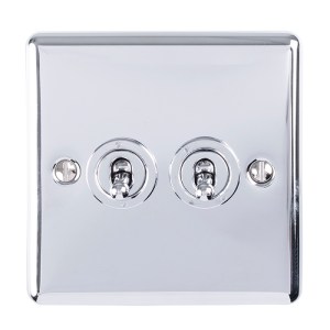 EUROLITEĀ® Enhance Decorative 2 Gang Toggle Switch - Polished Chrome (Enhance)