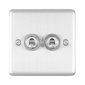 EUROLITEĀ® Enhance Decorative 2 Gang Toggle Switch - Satin Stainless (Enhance)