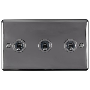 EUROLITE® Enhance Decorative 3 Gang Toggle Switch - Black Nickel (Black)
