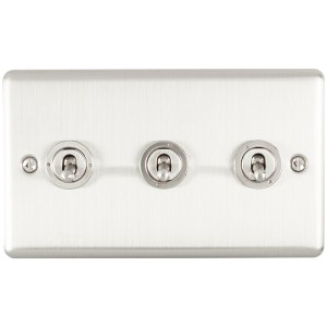 EUROLITE® Enhance Decorative 3 Gang Toggle Switch - Satin Stainless (Enhance)