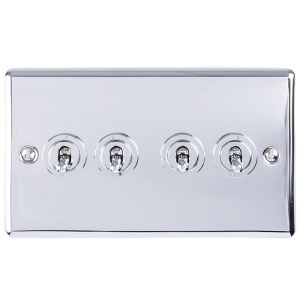 EUROLITE® Enhance Decorative 4 Gang Toggle Switch - Polished Chrome (Enhance)