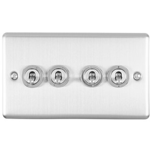 EUROLITE® Enhance Decorative 4 Gang Toggle Switch - Satin Stainless (Enhance)