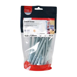 TIMCO Coach Screws Hex Head Silver - 10.0 x 120