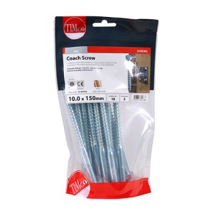 TIMCO Coach Screws Hex Head Silver - 10.0 x 150