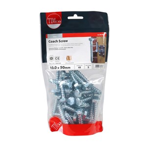 TIMCO Coach Screws Hex Head Silver - 10.0 x 50