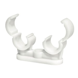 Quick Lock Double Pipe Clips White - 15mm
