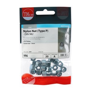 TIMCO Nylon Insert Nuts Type P DIN982 Silver - M6