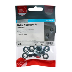 TIMCO Nylon Insert Nuts Type P DIN982 Silver - M8