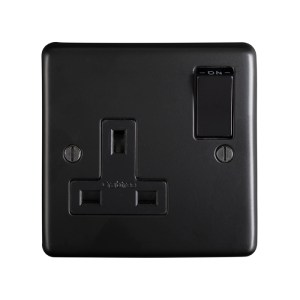 EUROLITEĀ® Stainless steel 1 Gang Socket - Matt Black (Black)
