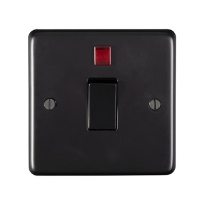 EUROLITEĀ® Stainless steel 20Amp Switch With Neon Indicator - Matt Black (Black)