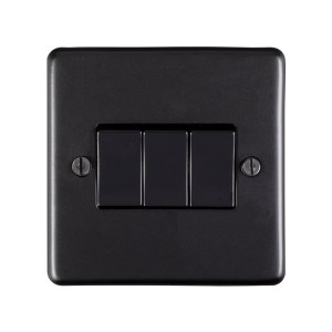 EUROLITE® Stainless steel 3 Gang Switch - Matt Black (Black)