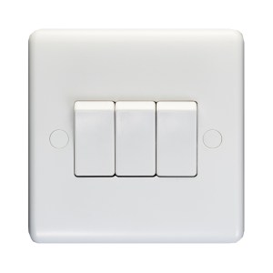 EUROLITE® Enhance White Plastic 3 Gang Switch - White (White)