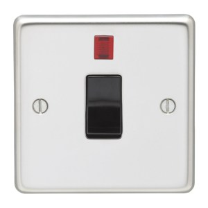 EUROLITEĀ® Stainless steel 20Amp Switch With Neon Indicator - Polished Stainless Steel (Black)