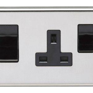 EUROLITEĀ® Stainless steel 45Amp Switch With A Socket - Polished Stainless Steel (Black)