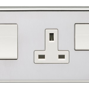 EUROLITEĀ® Stainless steel 45Amp Switch With A Socket - Polished Stainless Steel (White)