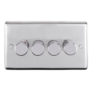 EUROLITEĀ® Stainless steel 4 Gang Dimmer - Polished Stainless Steel