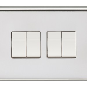EUROLITEĀ® Stainless steel 4 Gang Switch - Polished Stainless Steel (White)