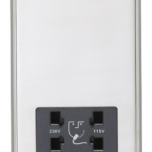 EUROLITEĀ® Stainless steel Shaver Socket - Polished Stainless Steel (Black)