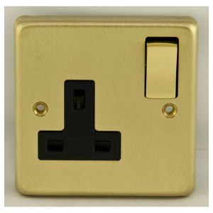 EUROLITEĀ® Stainless steel 1 Gang Socket - Satin Brass (Black)