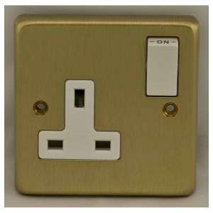 EUROLITEĀ® Stainless steel 1 Gang Socket - Satin Brass (White)
