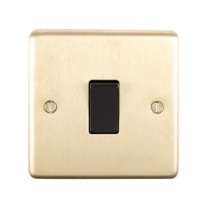 EUROLITEĀ® Stainless steel 1 Gang Switch - Satin Brass (Black)
