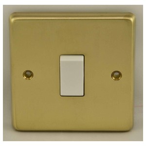 EUROLITEĀ® Stainless steel 1 Gang Switch - Satin Brass (White)