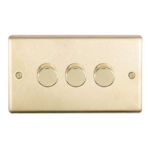 EUROLITEĀ® Stainless steel 3 Gang Dimmer - Satin Brass