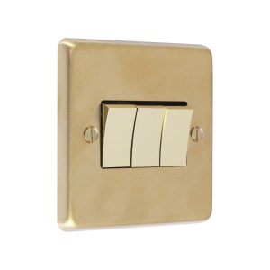 EUROLITE® Stainless steel 3 Gang Switch - Satin Brass (White)