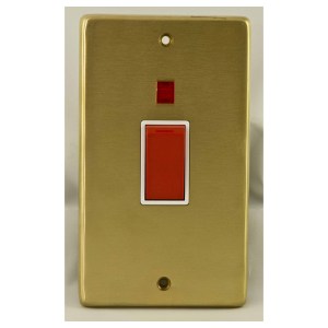 EUROLITEĀ® Stainless steel 45Amp Switch With Neon Indicator - Satin Brass (White)