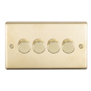 EUROLITEĀ® Stainless steel 4 Gang Dimmer - Satin Brass
