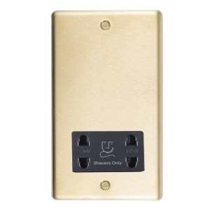 EUROLITEĀ® Stainless steel Shaver Socket - Satin Brass (Black)