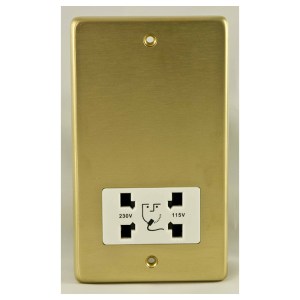 EUROLITEĀ® Stainless steel Shaver Socket - Satin Brass (White)