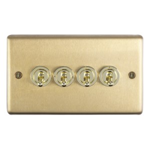 EUROLITE® Stainless steel 4 Gang Toggle Switch - Satin Brass (White)