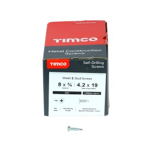 TIMCO Self-Drilling Metal Framing Pan Head Silver Screws - 8 x 3/4