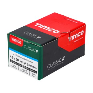 TIMCO Classic Multi-Purpose Countersunk A2 Stainless Steel Woodcrews - 4.0 x 30