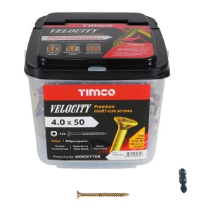 TIMCO Velocity Premium Multi-Use Countersunk Gold Woodscrews - 4.0 x 50