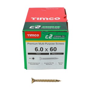 TIMCO C2 Strong-Fix Multi-Purpose Premium Countersunk Gold Woodscrews - 6.0 x 60