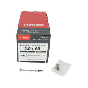TIMCO Self-Drilling Wing-Tip Steel to Timber Light Section Silver Screws - 5.5 x 65