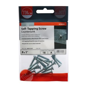 TIMCO Self-Tapping Countersunk Silver Screws - 8 x 1