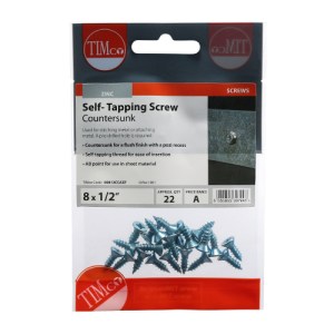 TIMCO Self-Tapping Countersunk Silver Screws - 8 x 1/2