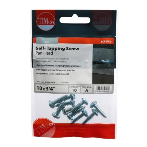 TIMCO Self-Tapping Pan Head Silver Screws - 10 x 3/4