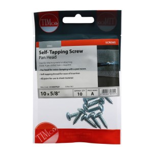 TIMCO Self-Tapping Pan Head Silver Screws - 10 x 5/8