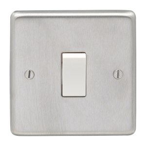 EUROLITEĀ® Stainless steel 1 Gang Switch - Satin Stainless Steel (White)