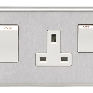 EUROLITEĀ® Stainless steel 45Amp Switch With A Socket - Satin Stainless Steel (White)