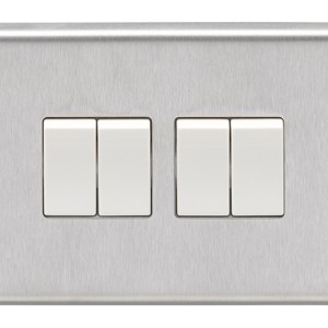 EUROLITEĀ® Stainless steel 4 Gang Switch - Satin Stainless Steel (White)