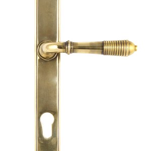 FROM THE ANVILĀ® Aged Brass Reeded Slimline Lever Espag. Lock Set